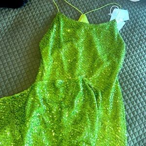 Green glitter gown with strap